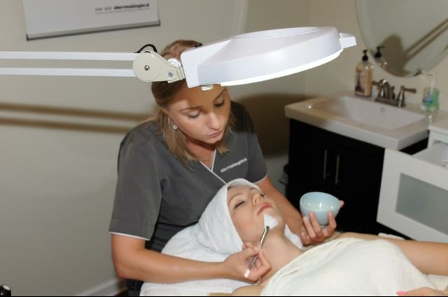 Facial treatment in a spa room